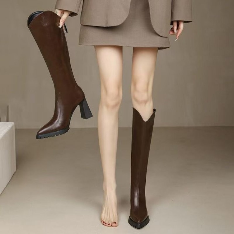 Waterproof Winter Boot - Elegant Heeled Women's Long Boots High