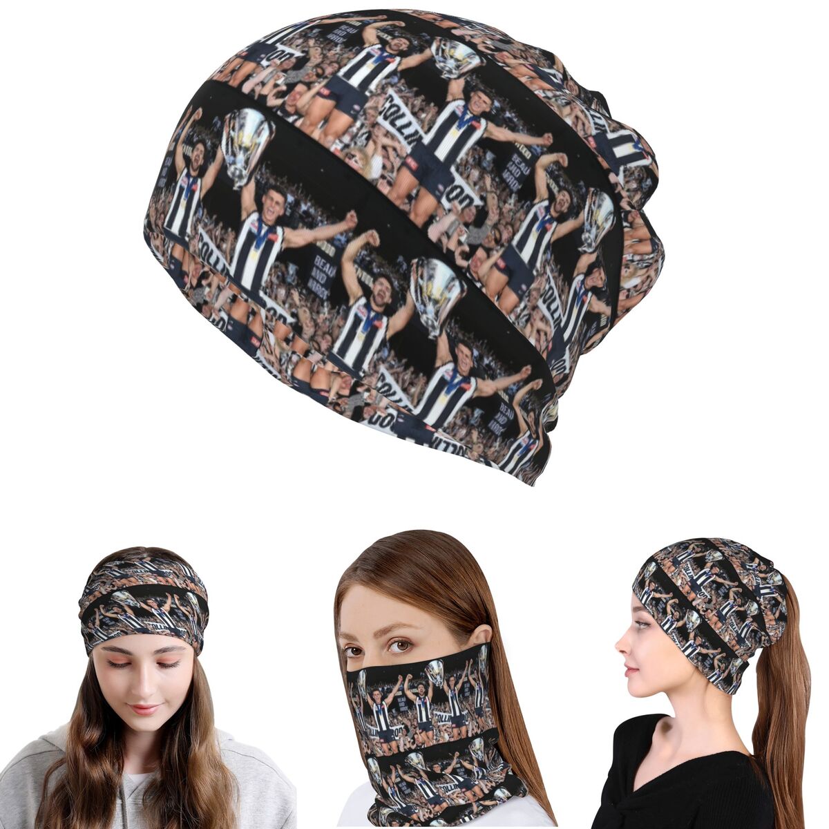 Knit Beanie Hat Warm - Daicos Brothers Premiership Trophy Collingwood Bandana