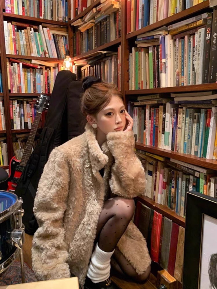 Lamb Wool Jacket Coat Woman Wa - Wool Coat Peacoat incelemesi ve fiyatı