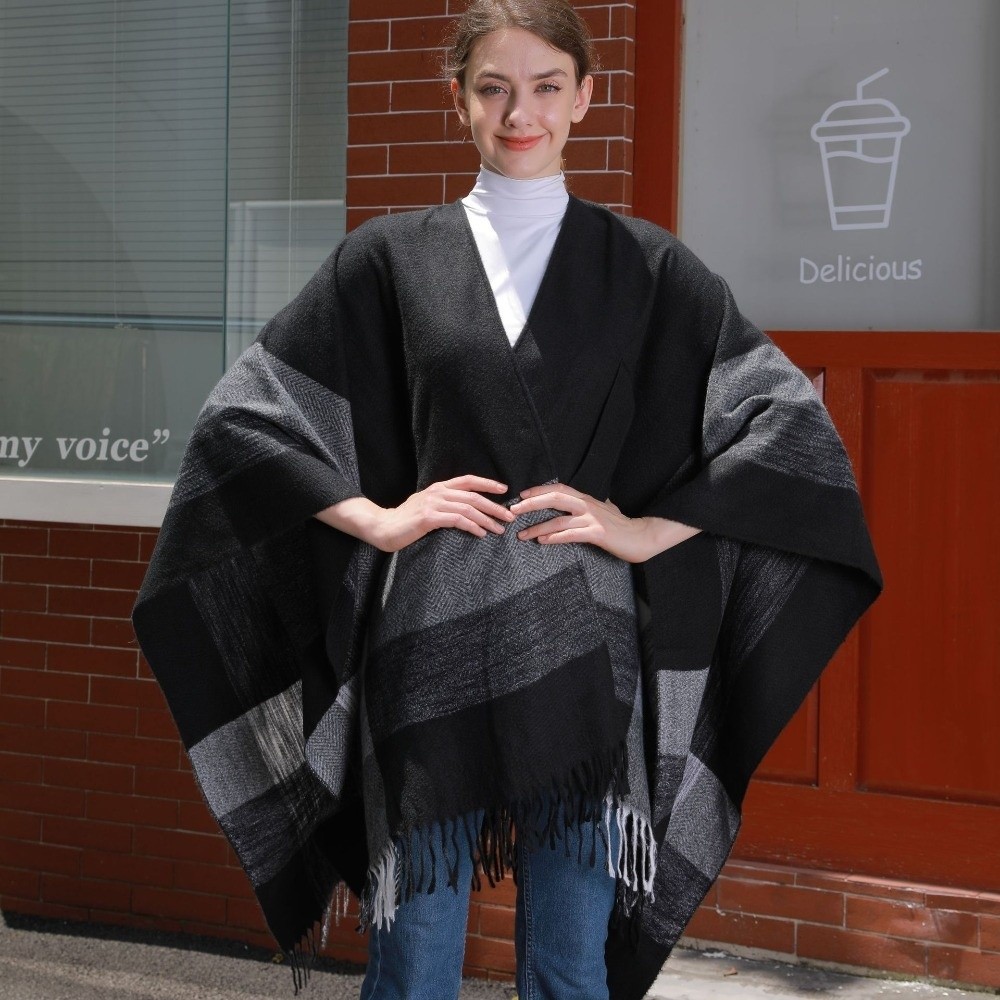 Warm Coat Plaid Design Travel  - Shawl Wrap Winter incelemesi ve fiyatı