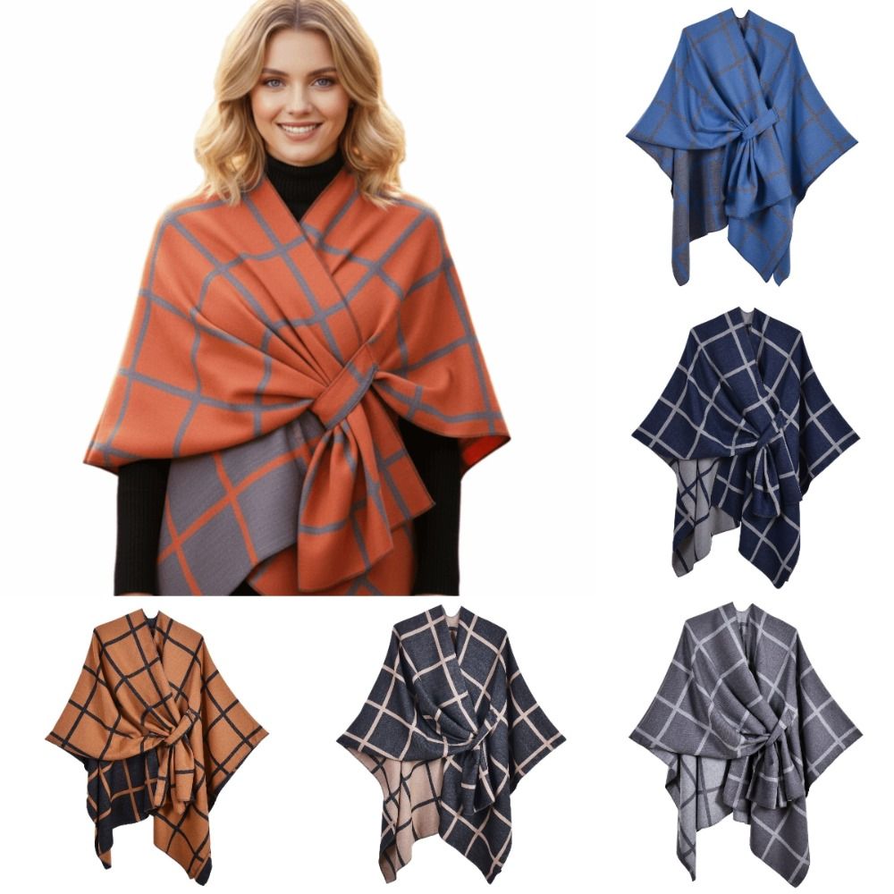 Warm Coat Plaid Design Travel  - Shawl Wrap Winter incelemesi ve fiyatı