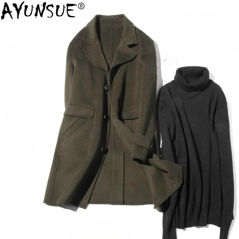 AYUNSUE 100% Wool Coat Men Aut - Wool Coat Peacoat incelemesi ve fiyatı