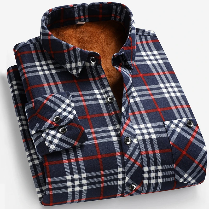 Autumn and Winter Men's Fleece - Flannel Shirt Lined incelemesi ve fiyatı