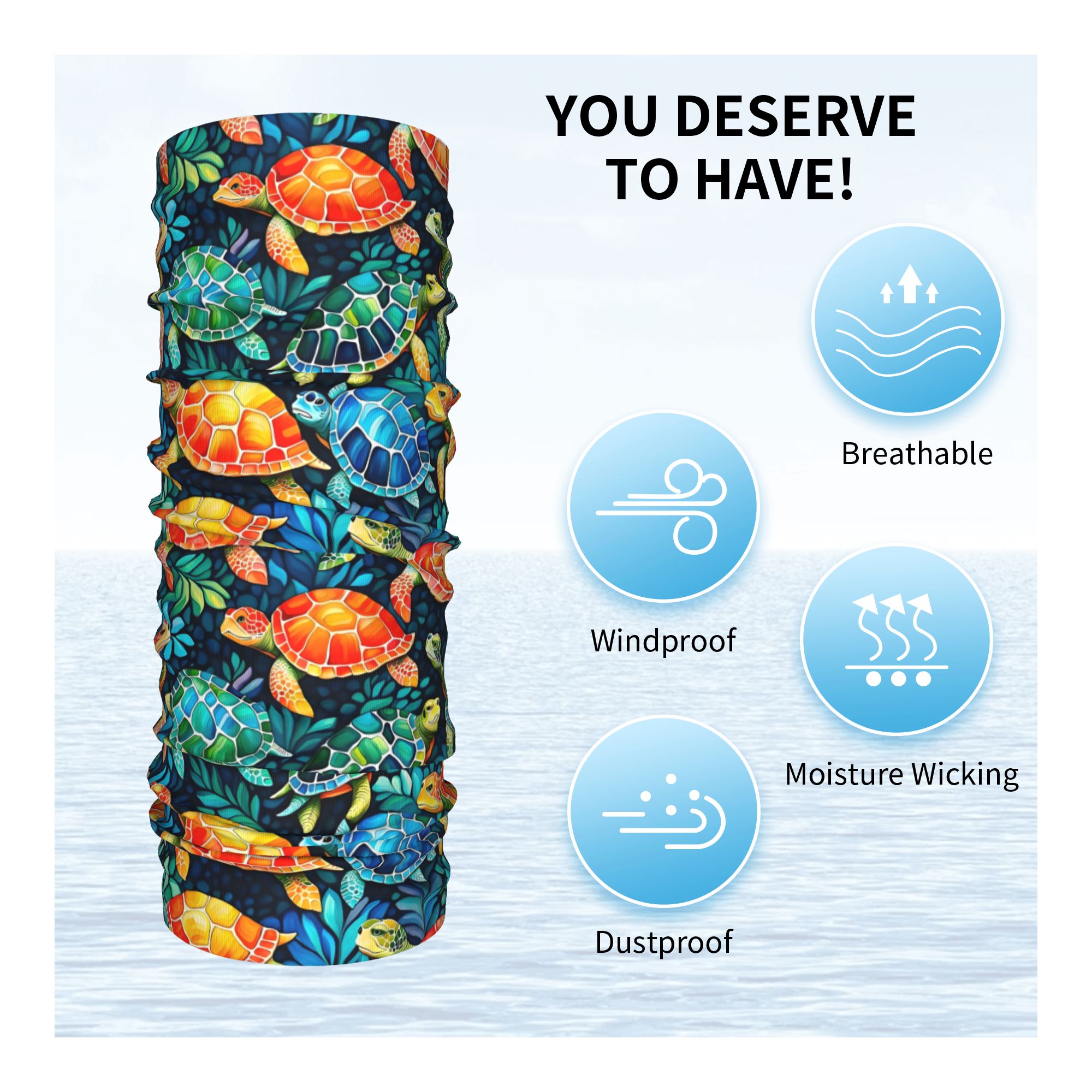 Custom Funny Colorful Sea Turt - Neck Gaiter Fleece incelemesi ve fiyatı