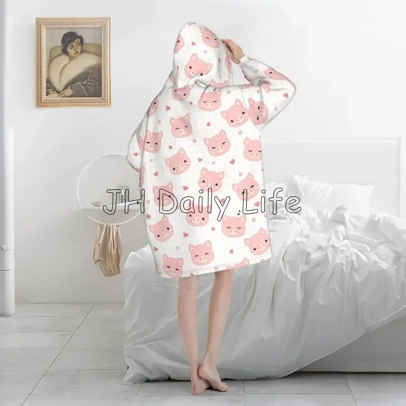 Cartoon Pigs Wearable Flannel  - Sherpa Hoodie Fleece incelemesi ve fiyatı