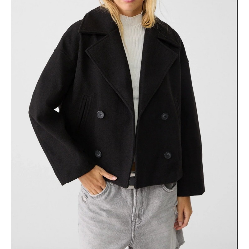 Women's Oversized Double Breas - Wool Coat Peacoat incelemesi ve fiyatı
