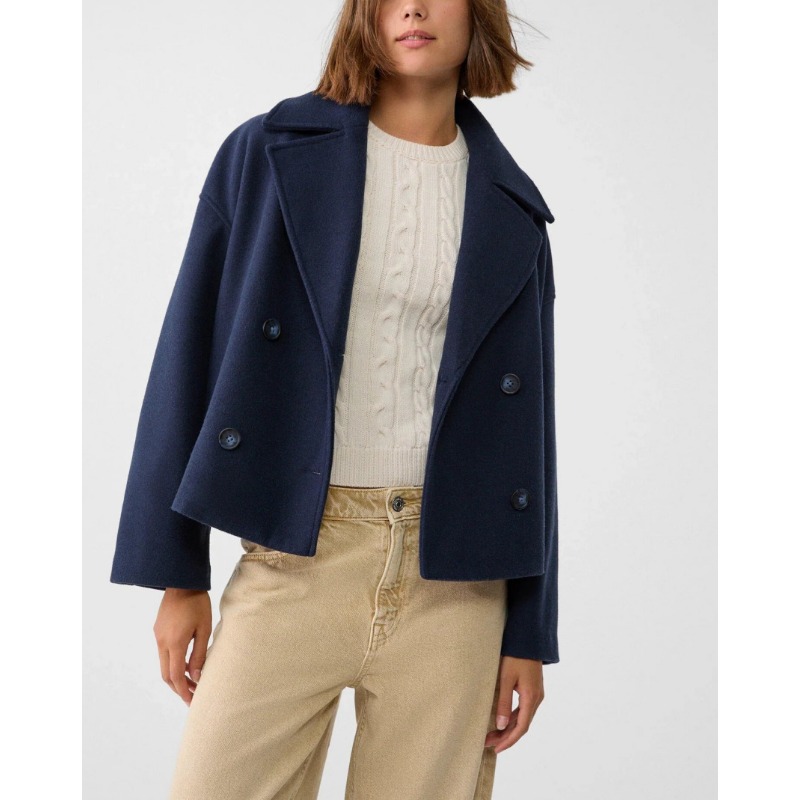 Women's Oversized Double Breas - Wool Coat Peacoat incelemesi ve fiyatı