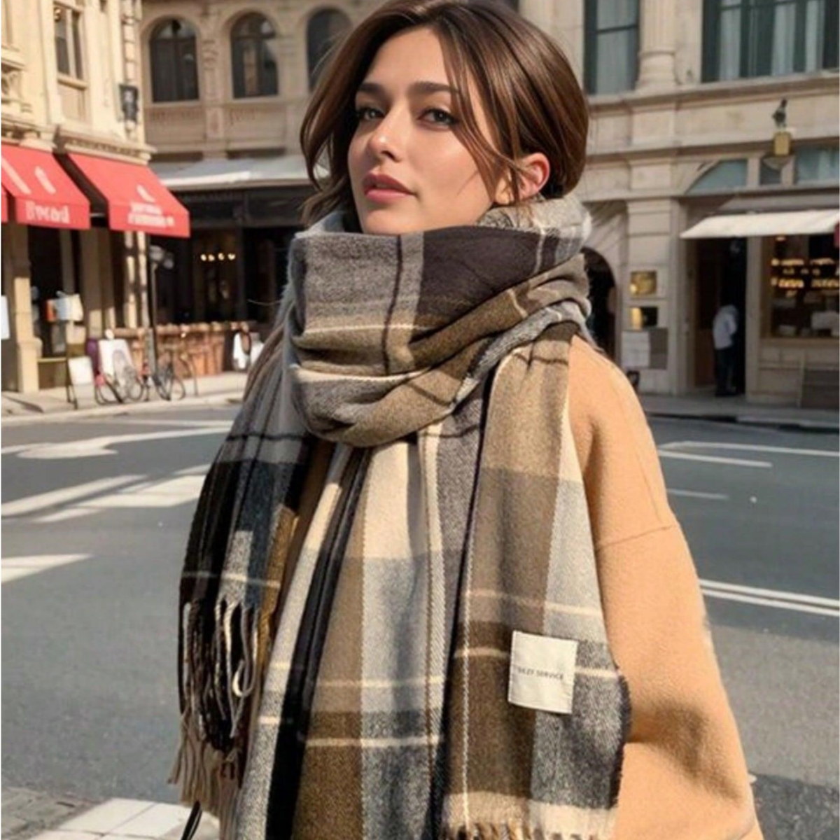 1 pc Fashionable and warm Brit - Wool Scarf Men incelemesi ve fiyatı